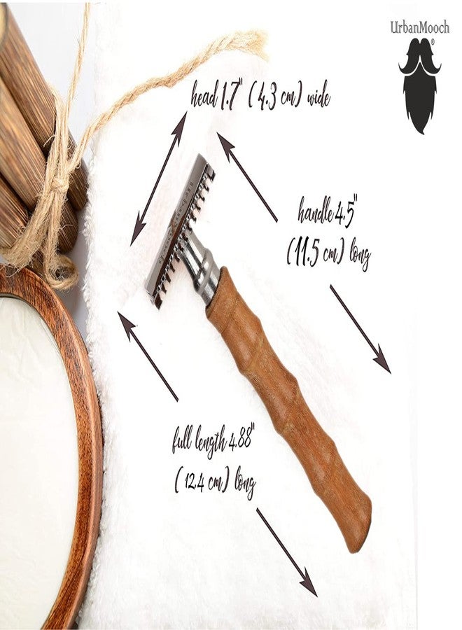 UrbanMooch | Wooden Double Edge Safety Razor for Men | Stainless Steel Head | Single Blade | Plastic-Free Eco-Friendly Shaving | Classic & Traditional Shaving - Image 4